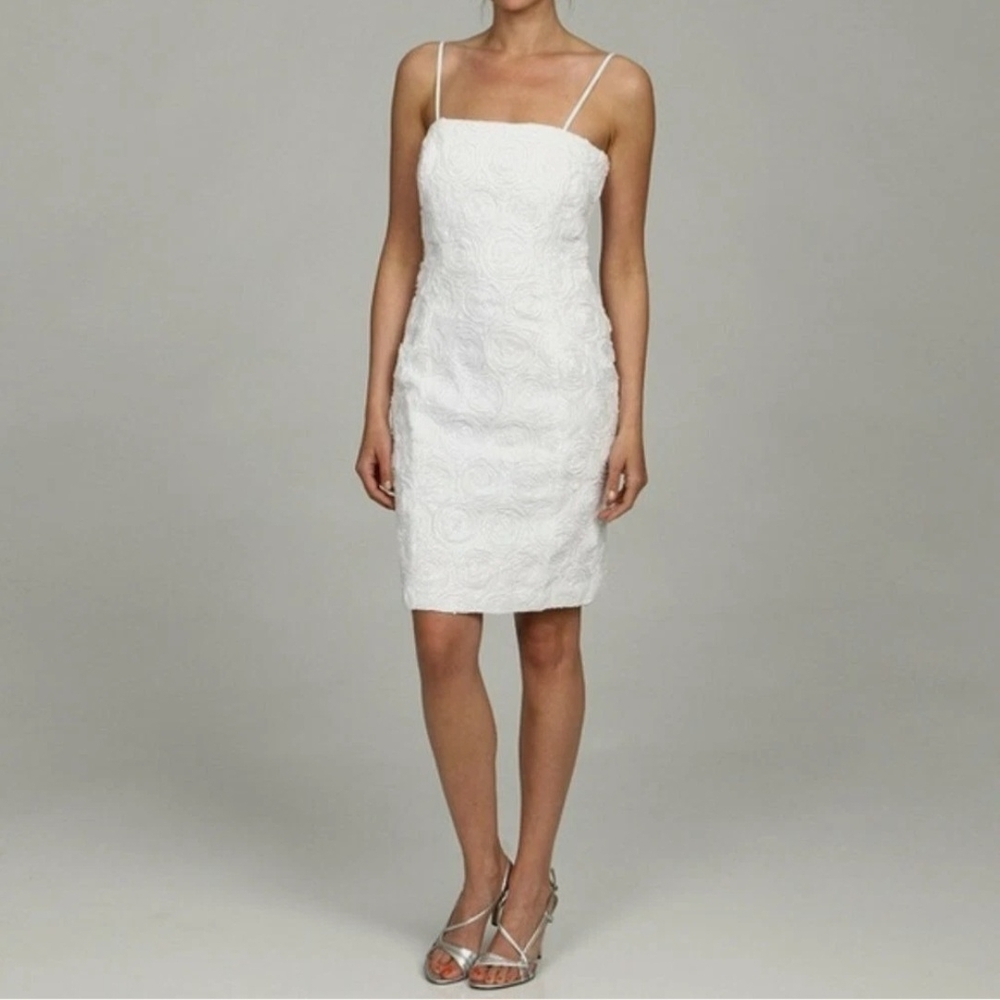 NWT Calvin Klein White Rosette Textured Midi Dress (Size: 4)